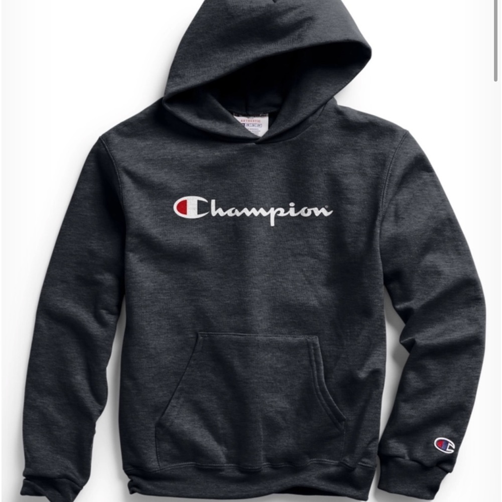 BIG KIDS' PULLOVER HOODIE, SCRIPT LOGO grey